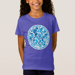 Camiseta Sinais de paz da TVUUC em tons de azul