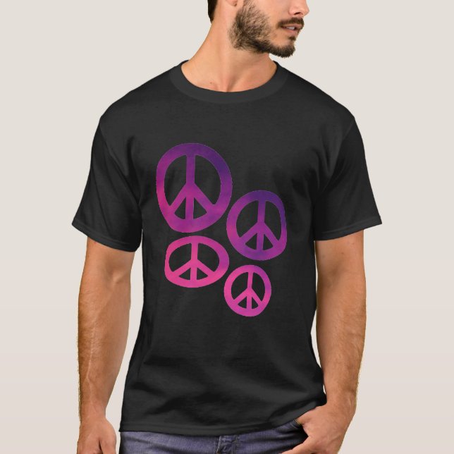 Camiseta Sinais de paz rosa e roxo T-Shirt (Frente)