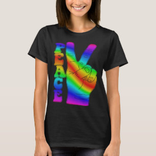 Camiseta Sinais de Paz Tie Dye Dedos Retroativos 60 s 70 s