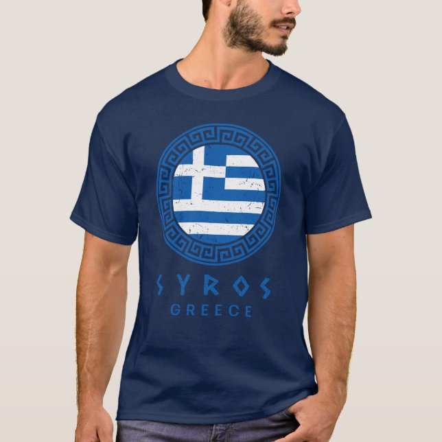 Camiseta Sinais E Bandeiras Da Design Em Distância Da Gréci (Frente)