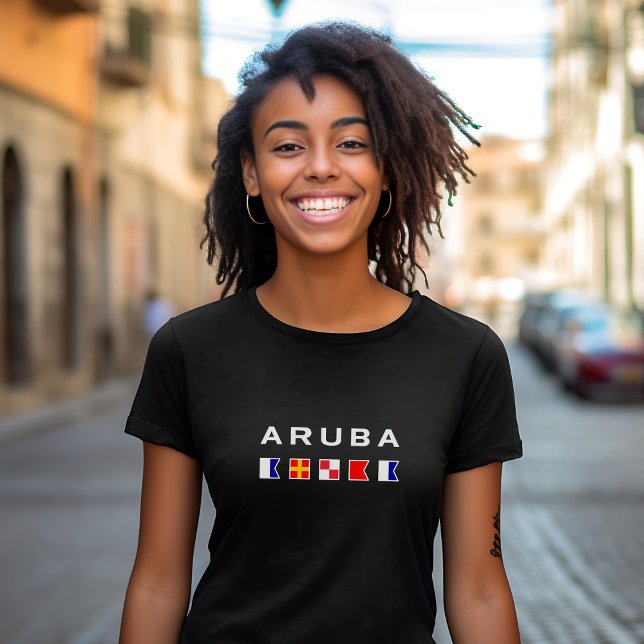 Camiseta Sinais náuticos marítimos de Aruba Cor Escura (Criador carregado)