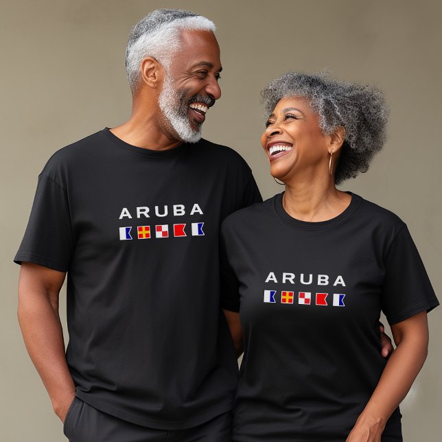 Camiseta Sinais náuticos marítimos de Aruba Cor Escura (Criador carregado)