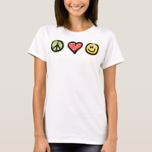 Camiseta Sinais Positivos de Mensagens de Felicidade do Pea