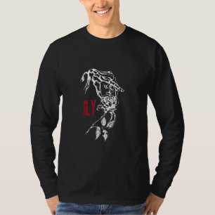 Camiseta Sinal Americano Asl Amo-Te Ily Skeleton Hol