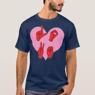 Camiseta Sinal Americano Gesto de Amor Coração Cupido