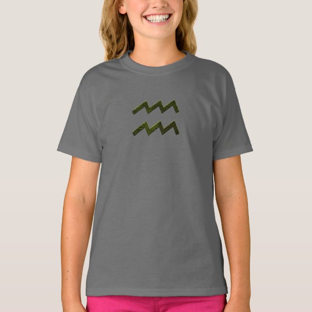 Camiseta Sinal Astrológico Zodíaco de Cor Aquário Escolhido (Frente)
