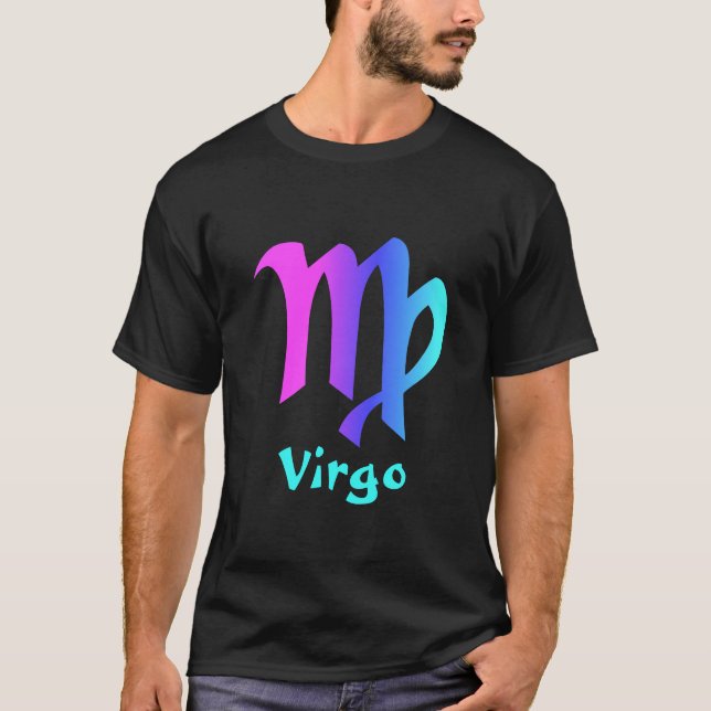 Camiseta Sinal azul magenta do zodíaco do Aqua do Virgo (Frente)