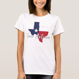 Camiseta Sinal da Bandeira de San Antonio, Texas Feminino B