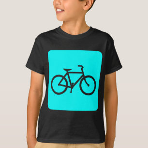 Camiseta Sinal da bicicleta - ciano