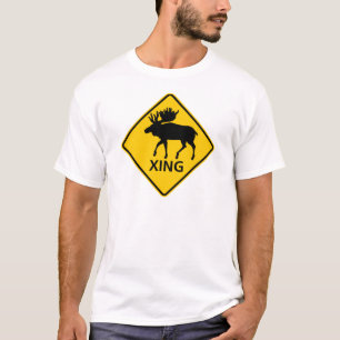 Camiseta Sinal da estrada do cruzamento dos alces