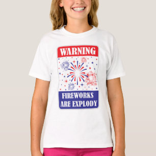 Camiseta Sinal de Alerta de Fogos de Artifício