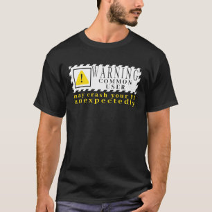 Camiseta Sinal de Alerta de Tecnologia Divertida Comum Usuá