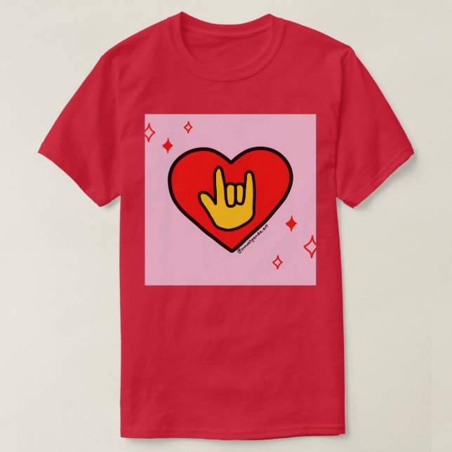 Camiseta Sinal de Amor Coração Vermelho (Frente do Design)