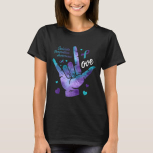 Camiseta Sinal de Amor Fita Azul e Roxa Prevenção ao Suicíd