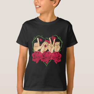 Camiseta Sinal de Amor Língua de Sinais Rosa Coração Asl Co