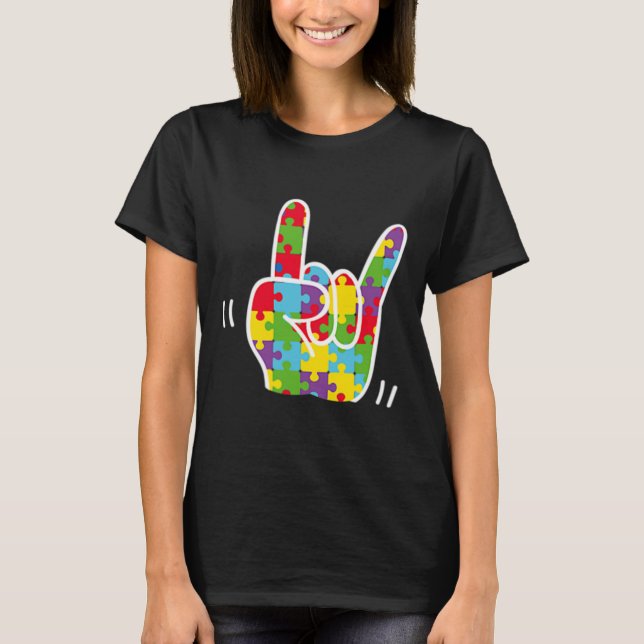 Camiseta Sinal de Amor Linguagem Autismo Sensibilização Mês (Frente)