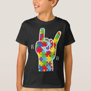 Camiseta Sinal de Amor Linguagem Autismo Sensibilização Mês