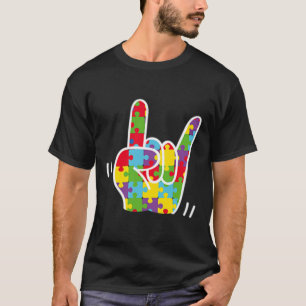 Camiseta Sinal de Amor Mês de Conscientização do Autismo As