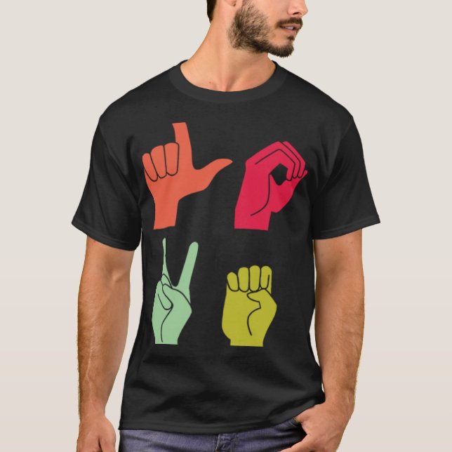 Camiseta Sinal de amor Sinal de orgulho surdo ASL (Frente)