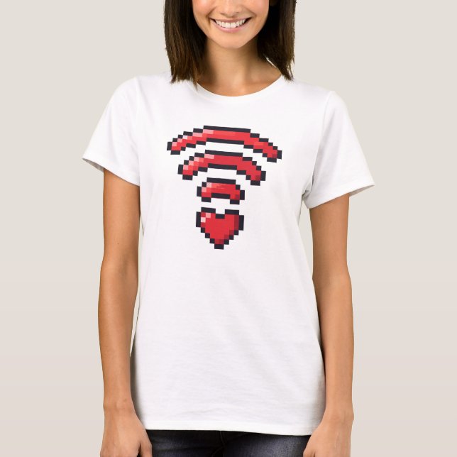 Camiseta Sinal de Amor WiFi Coração Pixel (Frente)
