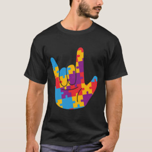 Camiseta Sinal de Autismo Nacional Mês de Consciência Asl A