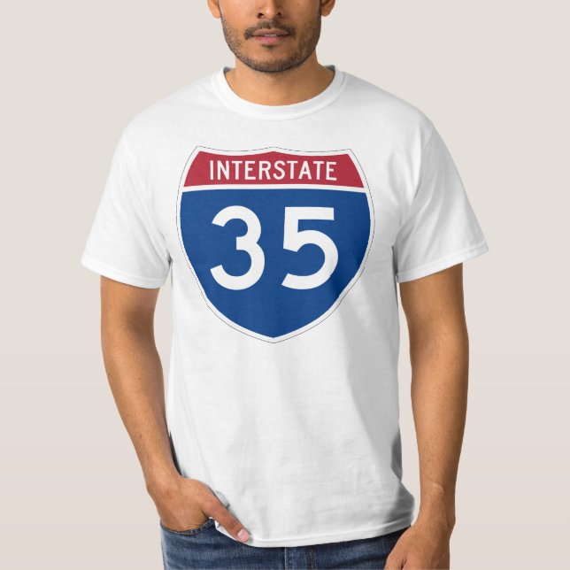 Camiseta Sinal de autoestrada Interstate 35 (I-35) (Frente)