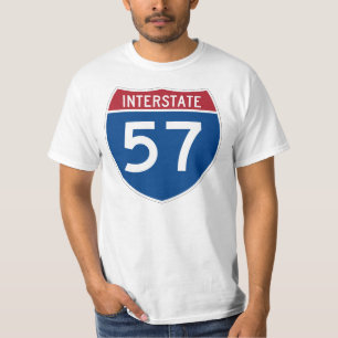 Camiseta Sinal de autoestrada Interstate 57 (I-57)