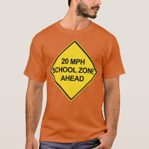 Camiseta Sinal de aviso 20 MPH School Zone Ahead