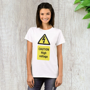 Camiseta Sinal de Aviso de Alta Tensão Cuidado