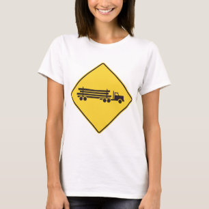 Camiseta Sinal de Aviso de Caminhão de Madeira Estrada de T