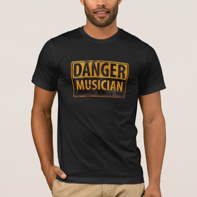 Camiseta Sinal de aviso de DANO MÚSICO Rusty Caution (Frente)