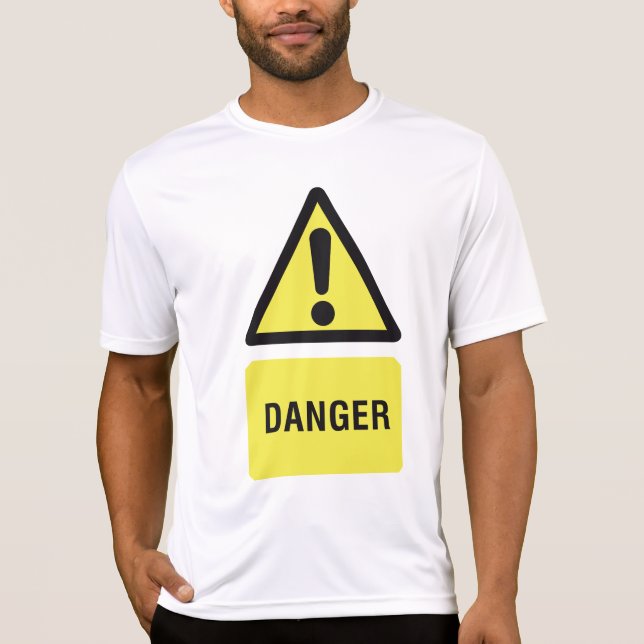 Camiseta Sinal de Aviso de Perigo Triângulo Amarelo Exclama (Frente)