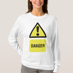 Camiseta Sinal de Aviso de Perigo Triângulo Amarelo Exclama