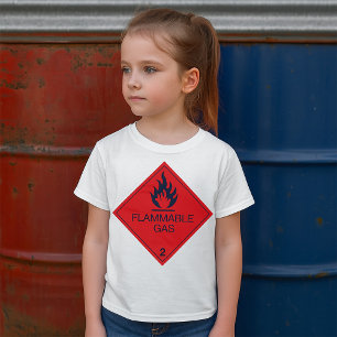 Camiseta Sinal de Aviso de Segurança de Gás Inflamável