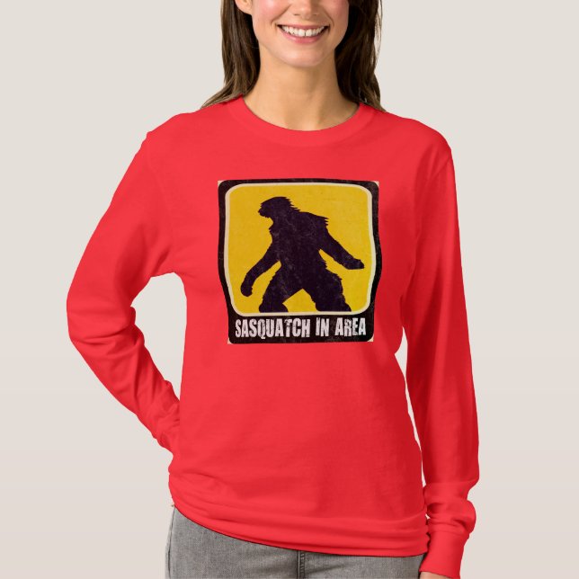 Camiseta Sinal de aviso - Sasquatch na área (Frente)
