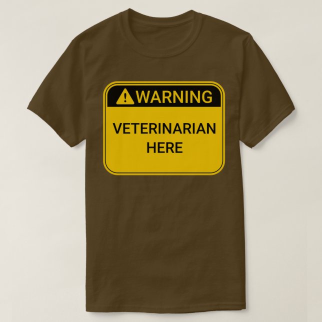 Camiseta Sinal de aviso veterinário aqui (Frente do Design)