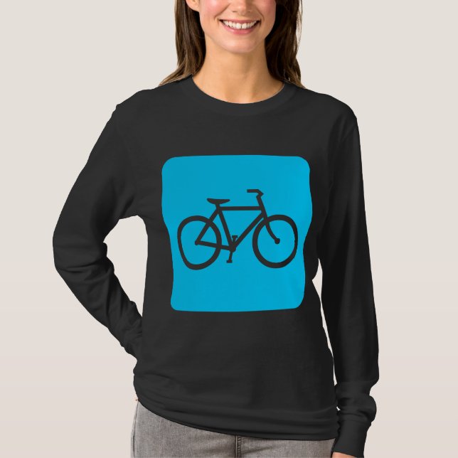 Camiseta Sinal de Bicicleta - Azul-Céu (Frente)
