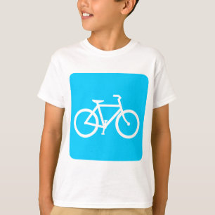 Camiseta Sinal de Bicicleta - Azul-Céu