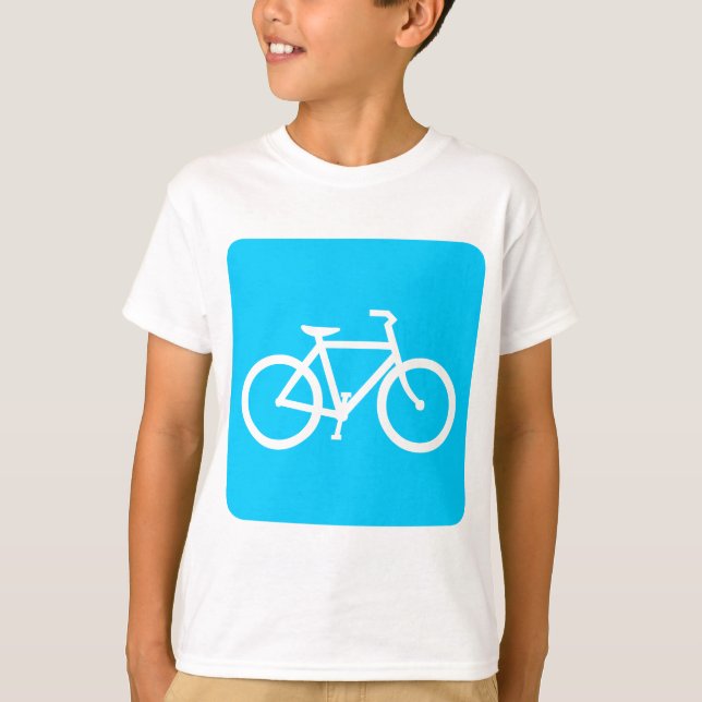 Camiseta Sinal de Bicicleta - Azul-Céu (Frente)