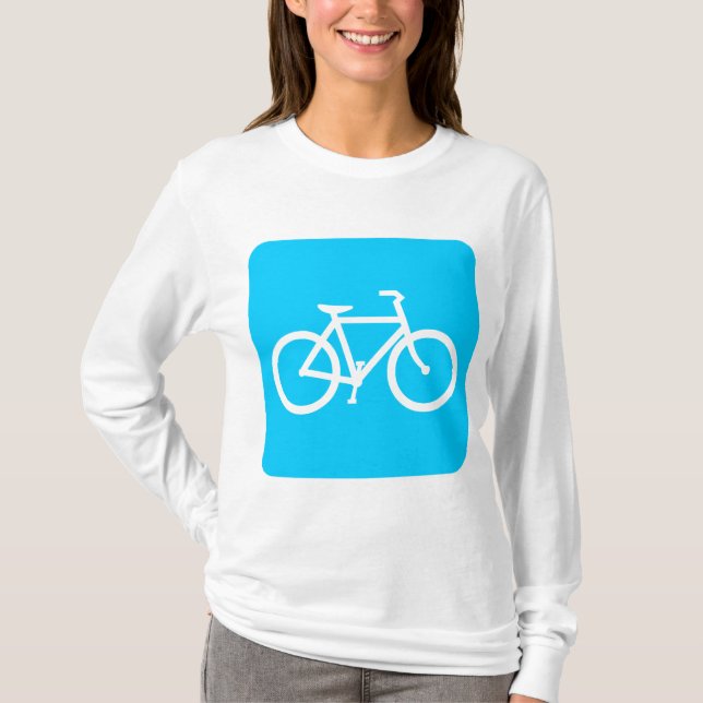 Camiseta Sinal de Bicicleta - Azul-Céu (Frente)