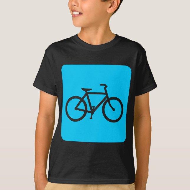 Camiseta Sinal de Bicicleta - Azul-Céu (Frente)