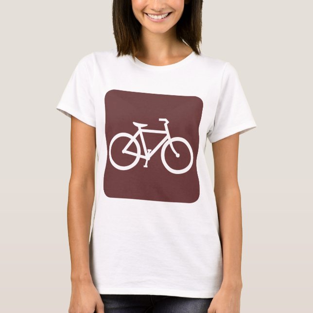 Camiseta Sinal de Bicicleta - Castanho Escuro (Frente)