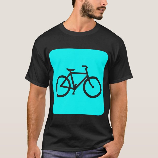 Camiseta Sinal de Bicicleta - Ciano (Frente)