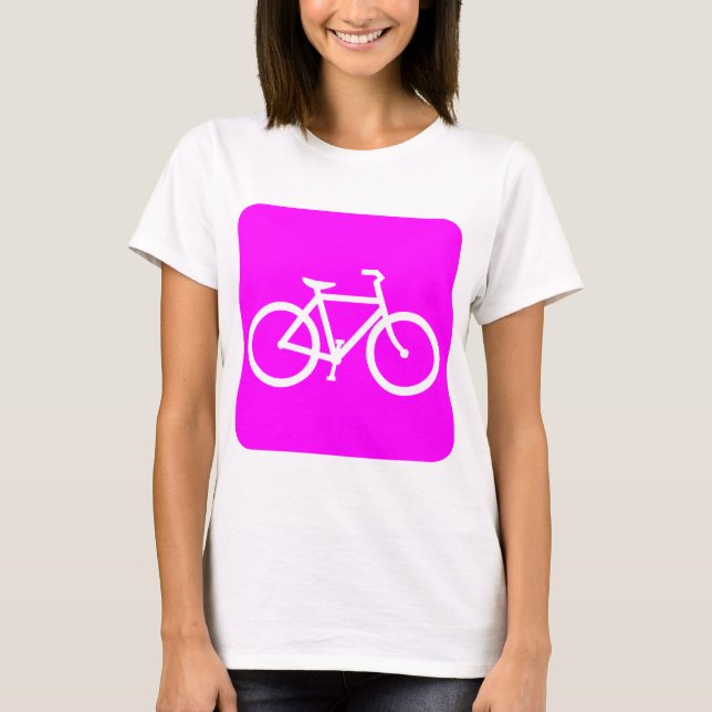 Camiseta Sinal de Bicicleta - Magenta (Frente)