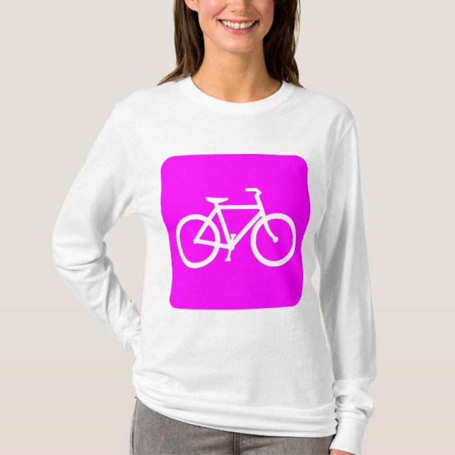 Camiseta Sinal de Bicicleta - Magenta (Frente)