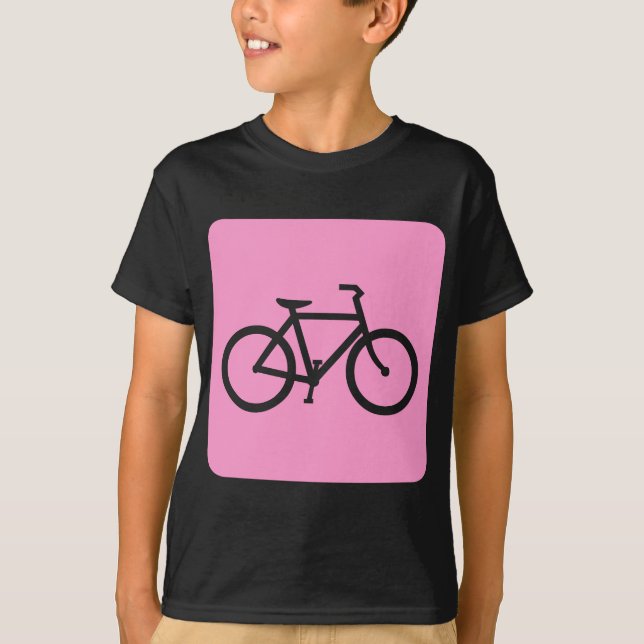 Camiseta Sinal de Bicicleta - Rosa (Frente)