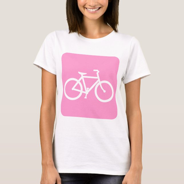 Camiseta Sinal de Bicicleta - Rosa (Frente)