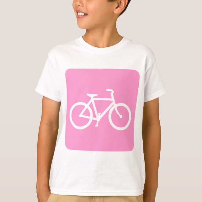 Camiseta Sinal de Bicicleta - Rosa (Frente)