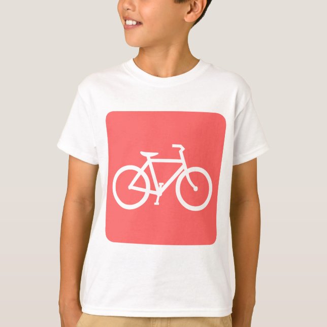 Camiseta Sinal de Bicicleta - Rosa Tropical (Frente)