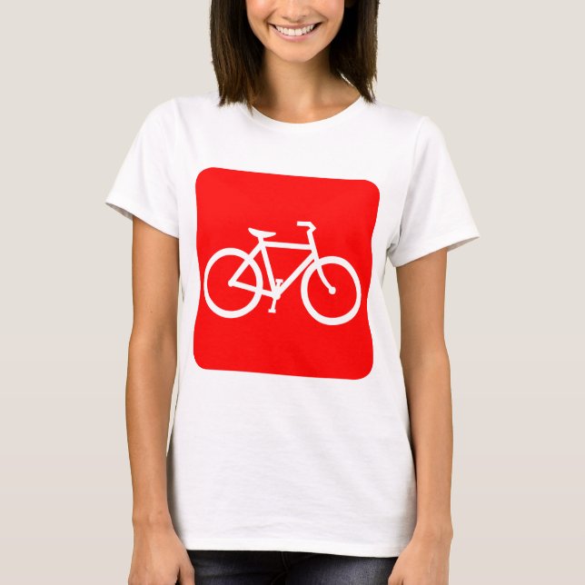 Camiseta Sinal de Bicicleta - Vermelho (Frente)